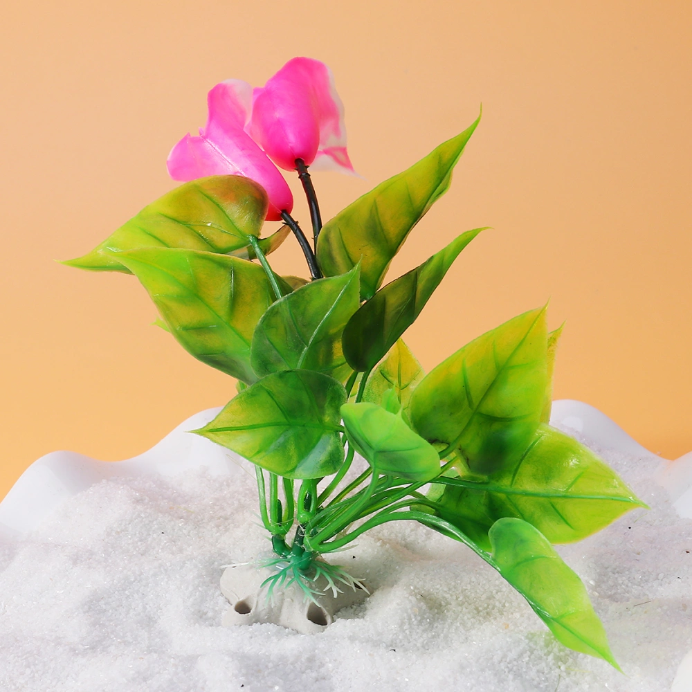 1pc Artificial Aquatic Lotus Flower Water Grass Aquarium Plants Plastic Fish Tank Decorations Vivid Simulation Plant for Fish Tank Decor (Horseshoe) (Pink)