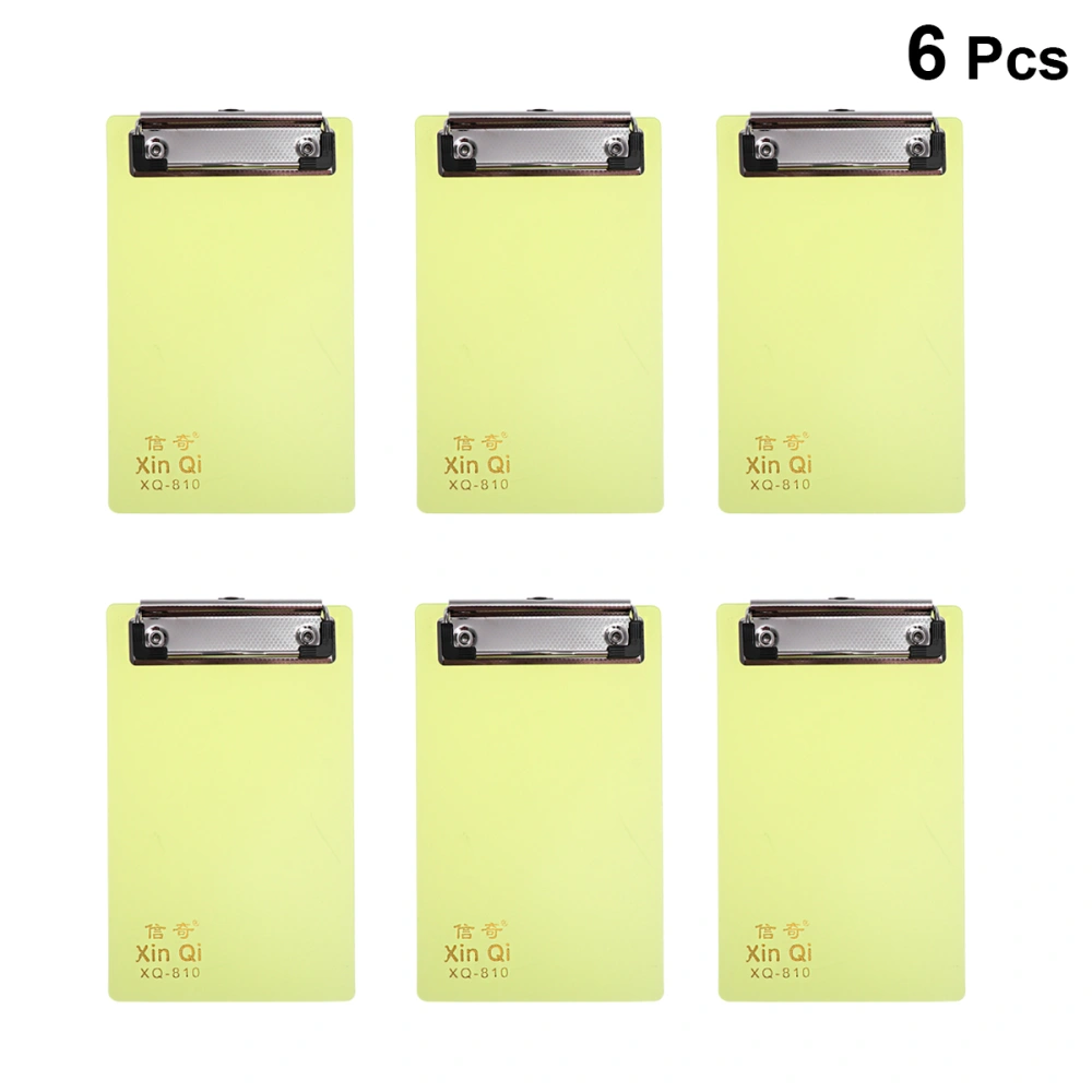 6Pcs Plastic Color Transparent Plate Clipboard Writing Board With Calibration Board Clip Customizable Logo