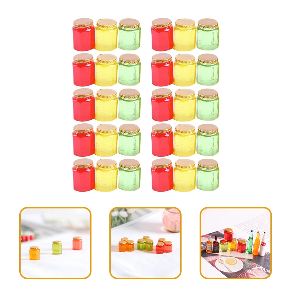 30pcs Mini Resin Honey Jar Models Simulation Decors Doll House Candy Can Ornaments