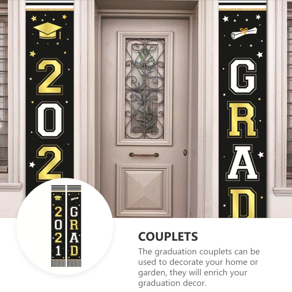 1 Pair Grad Elements Design Couplets Door Curtain Graduation Party Decorations