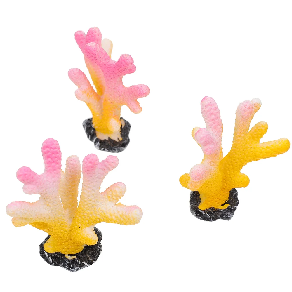 3Pcs Aquarium Coral Adornment Sea Life Coral Figurine Tabletop Ornament