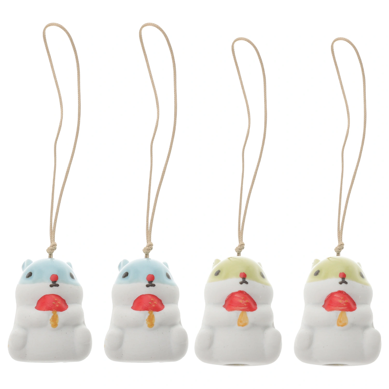 4pcs Ceramic Bunny DIY Charm Decorative Mini Rabbit Keyring Phone Case Pendant