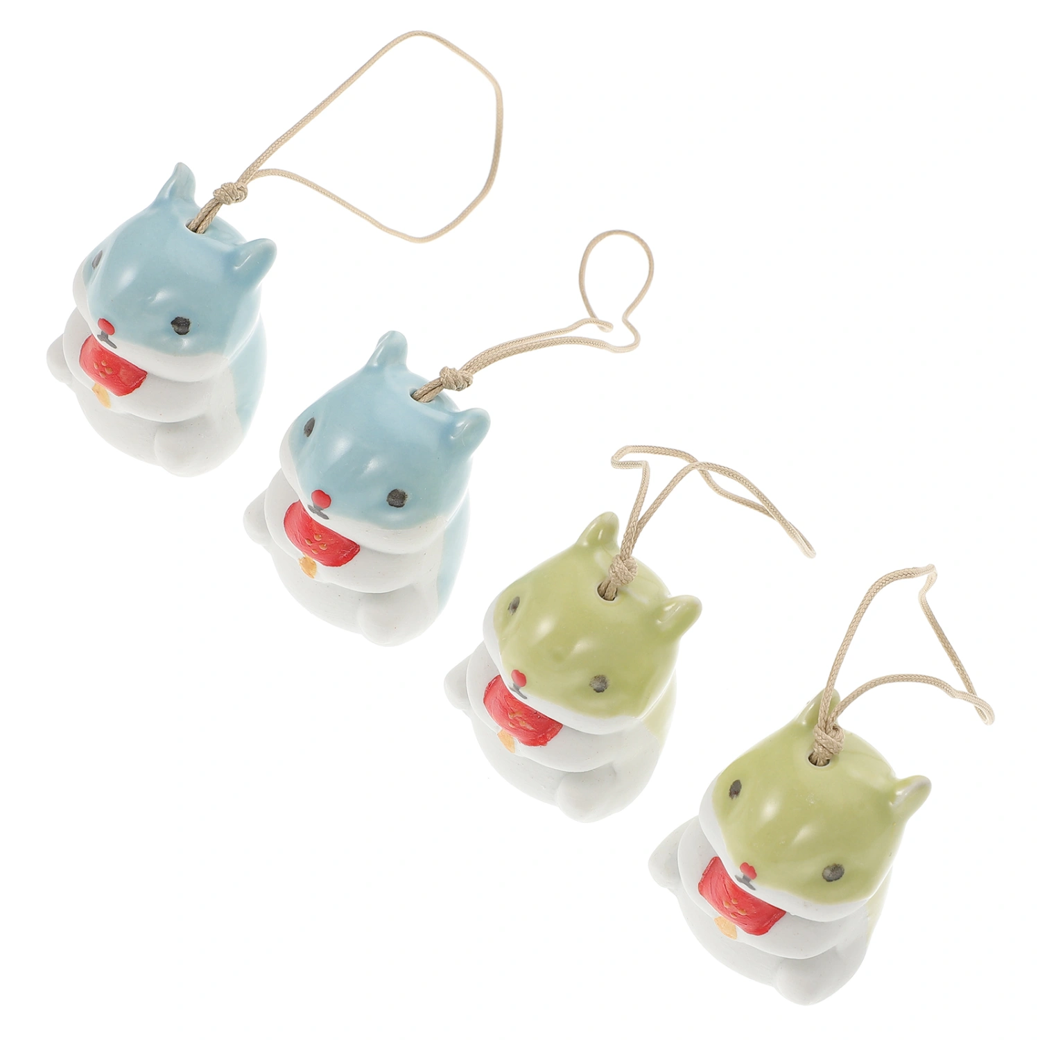 4pcs Ceramic Bunny DIY Charm Decorative Mini Rabbit Keyring Phone Case Pendant
