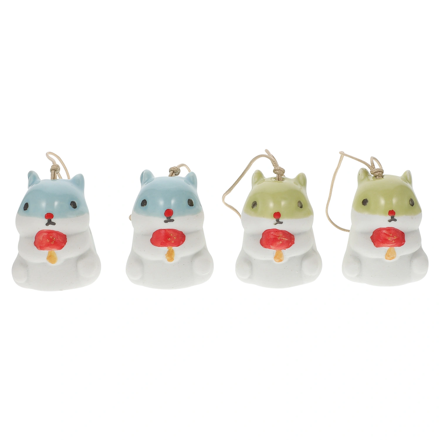 4pcs Ceramic Bunny DIY Charm Decorative Mini Rabbit Keyring Phone Case Pendant