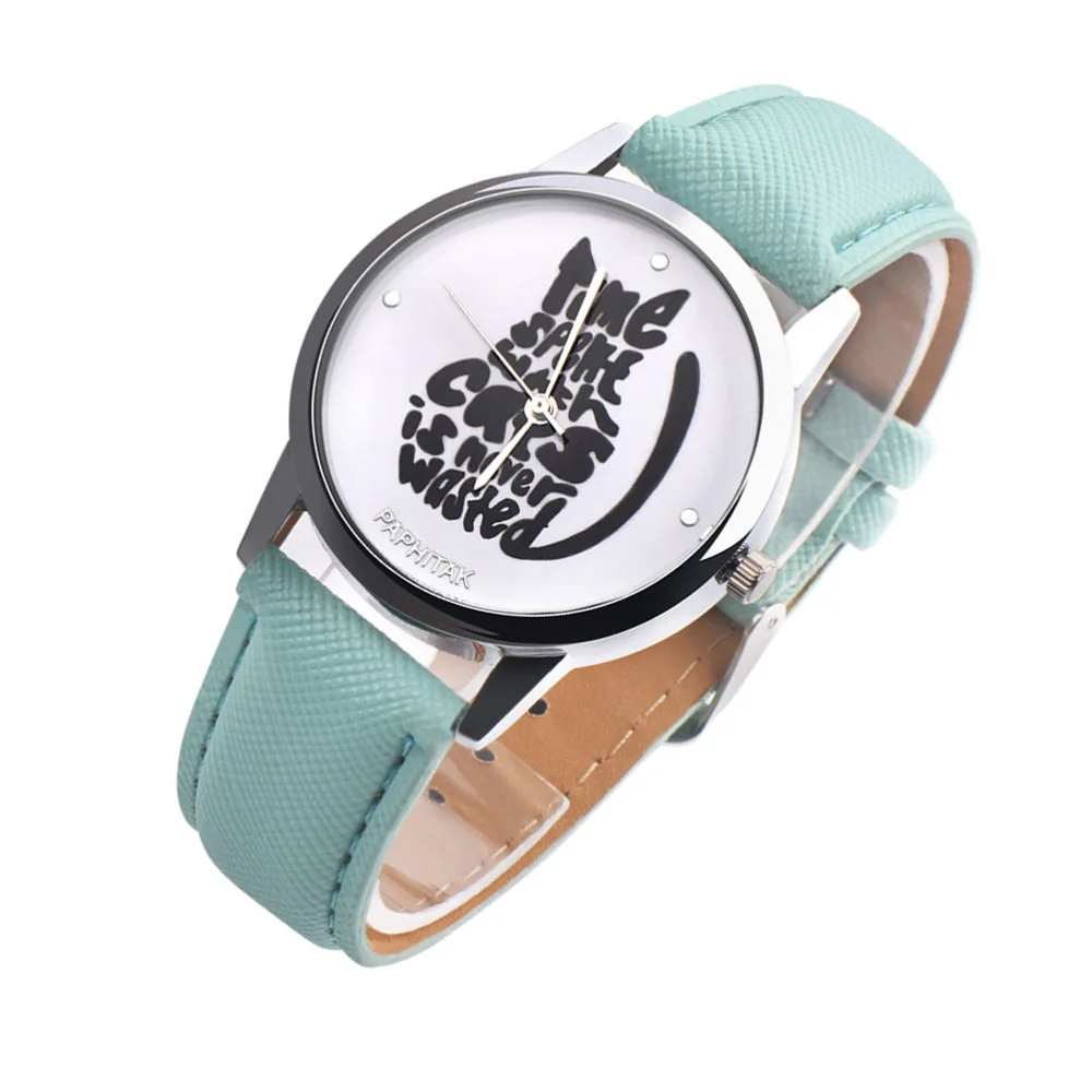 1Pc Creative Cartoon Kitten Quartz Watch Fashionable Letters Wrist Watch