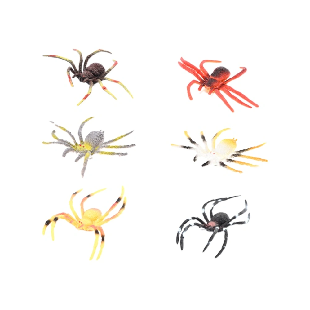 6pcs Plastic Simulation Spider Figurine Model Toy Kids Educational Learning Nature Animal Toy Prank Prop