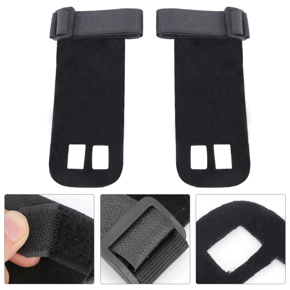 1 Pair of Natural Leather Hand Grips Gymnastics Grips with Wrist Support for Pull Ups Chin Ups Dumbbell and Weight Lifting Size L (Black)