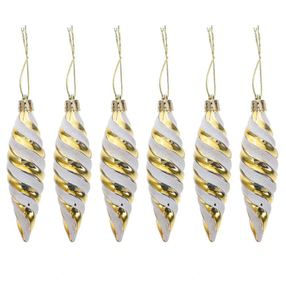 6 Pcs Christmas Tree Pendants Lovely Xmas Tapered Spiral Hanging Decorations