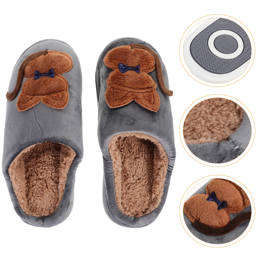 Men Cartoon Slippers Rabbit Shape Slippers Plush Warm Cotton Slip-on Semi-enclosed Shoes Gift for Adults (Size 44-45 Coffee)