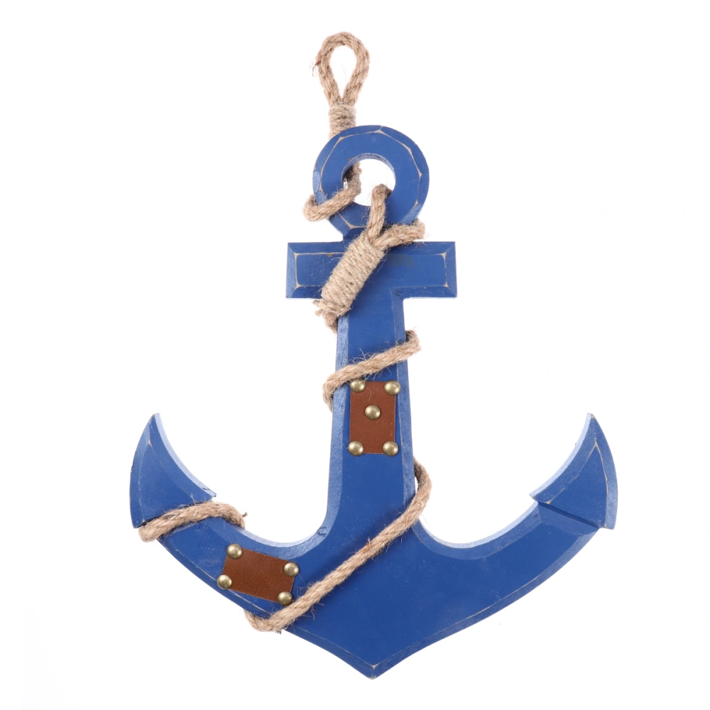 Distressed Finish Blue Nautical Anchor Wall Hanging Decor (Blue)