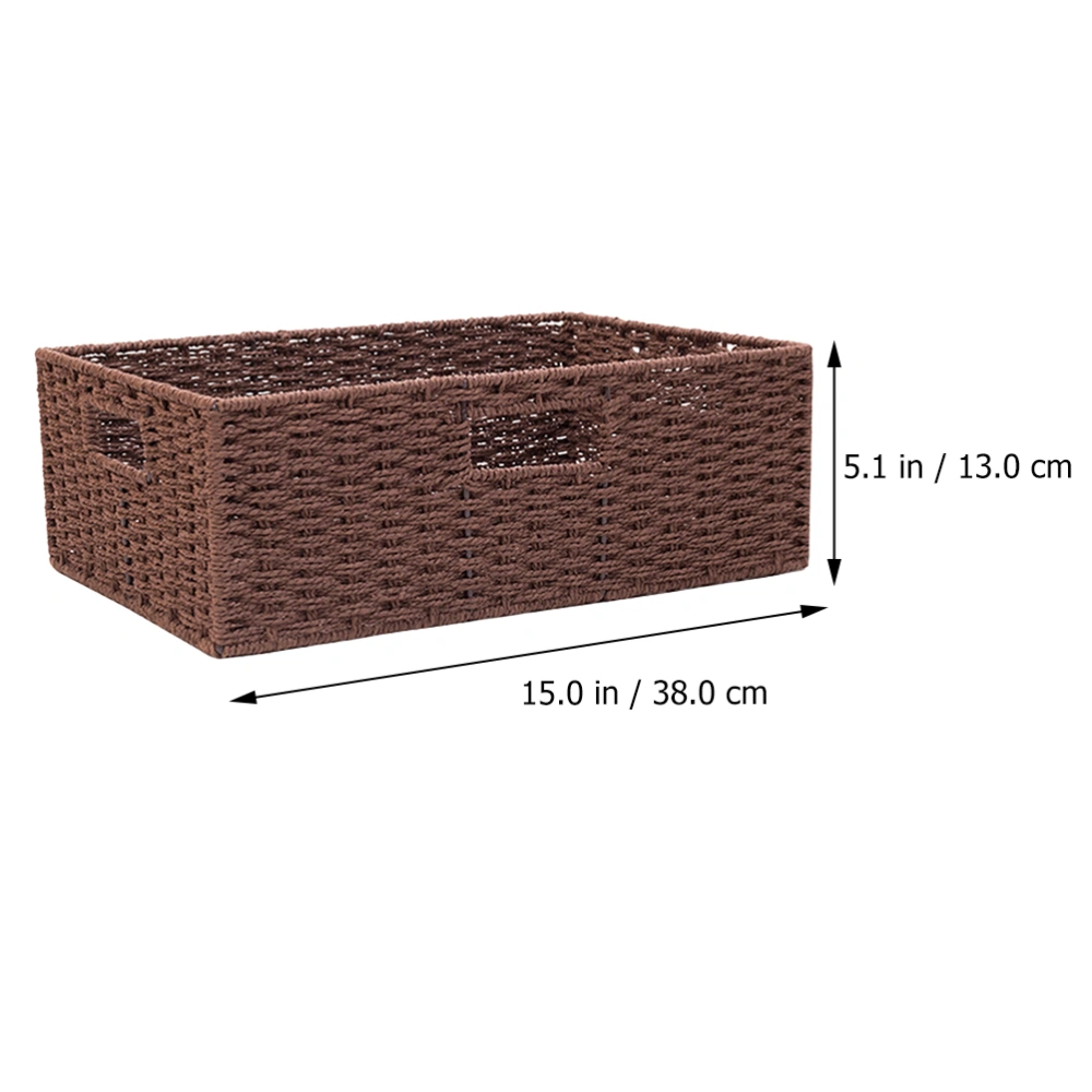 Handmade Rattan Woven Storage Basket Brown Storage Container with Handle