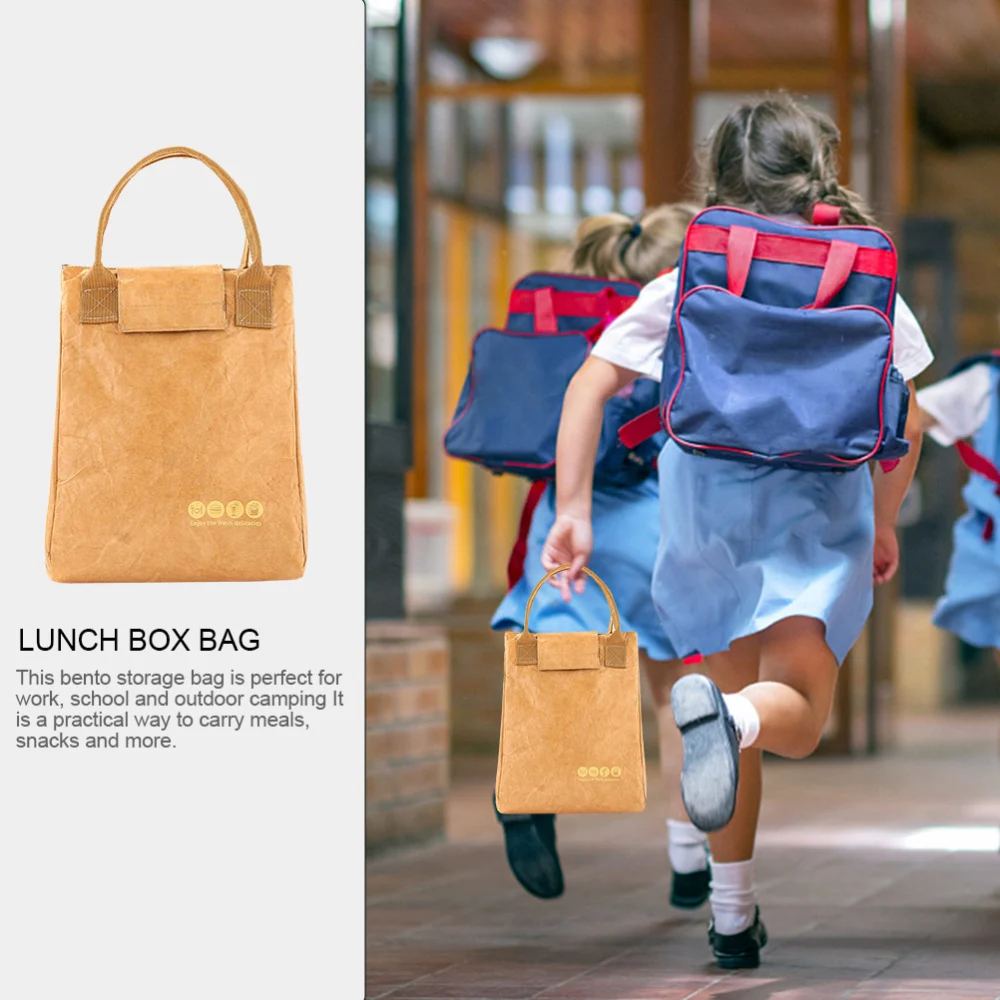 Lunch Food Box Bag Insulated Lunch Box Bag Kraft Paper Lunch Bag Bento Holder