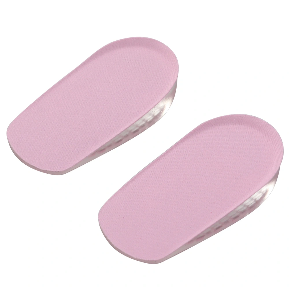 1 Pair Comfortable Non-Slip Silicone Gel Self Adhesive Back Heel Insert Inner Invisible Height Increased Half Pads Insoles Add 2.5CM - S (Pink)