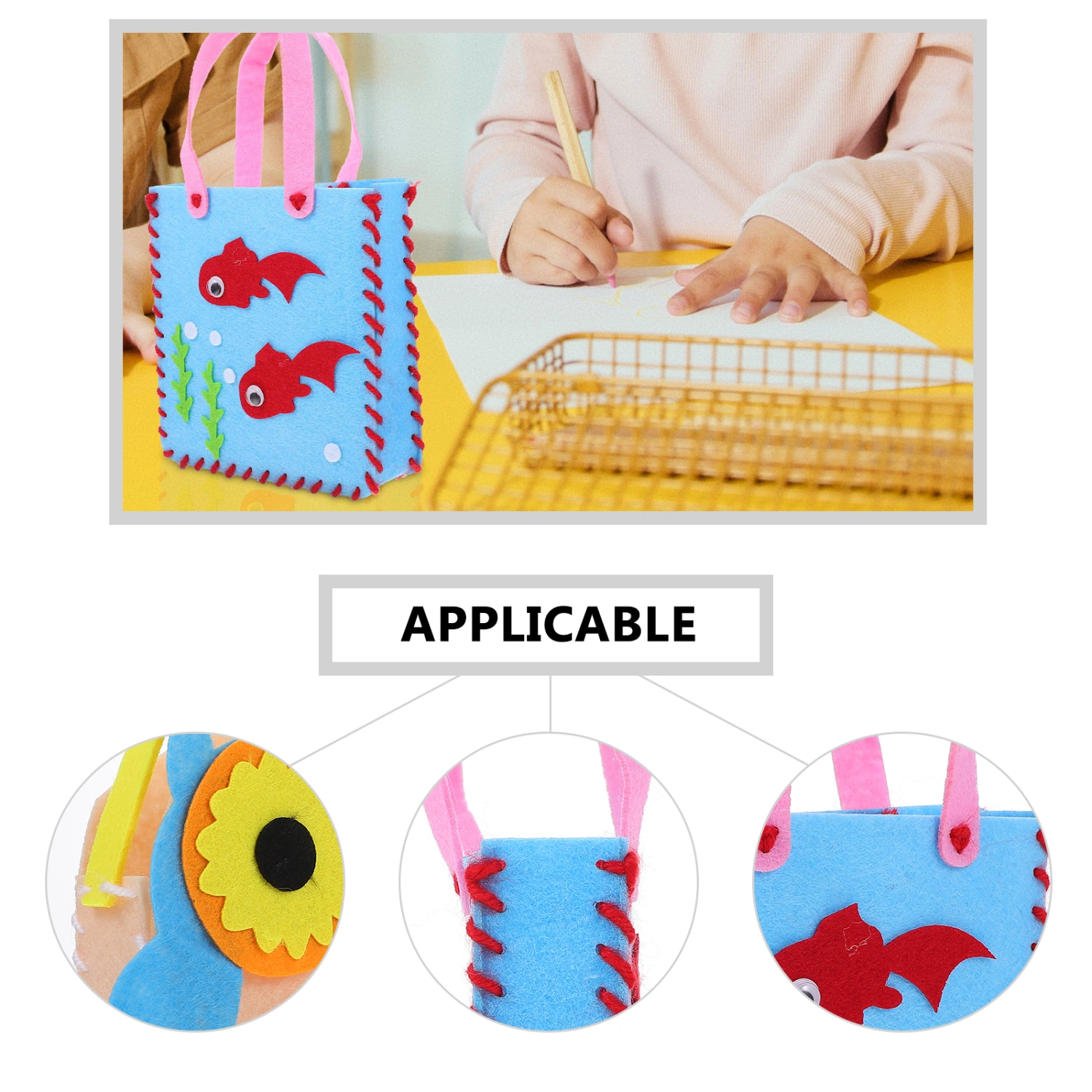 4Pcs Handbag Making Kits Kids Hand-made Non-woven Bag DIY Handbag Craft