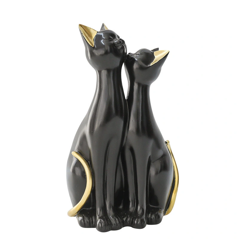 Couple Cat Statue Animals Sculpture Desktop Figure Resin Figurine Desktop Decoration