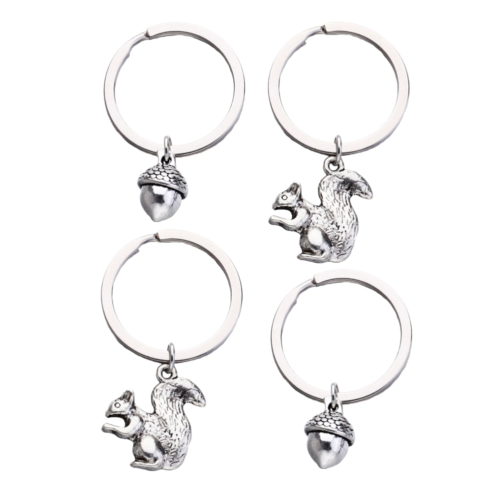 4 Pcs 3D Squirrel and Acorn Keychain Animal Themed Hanging Keyring Creative Acorn Decorative Key Holder Gift Souvenir (2 Acorn + 2 Squirrel )