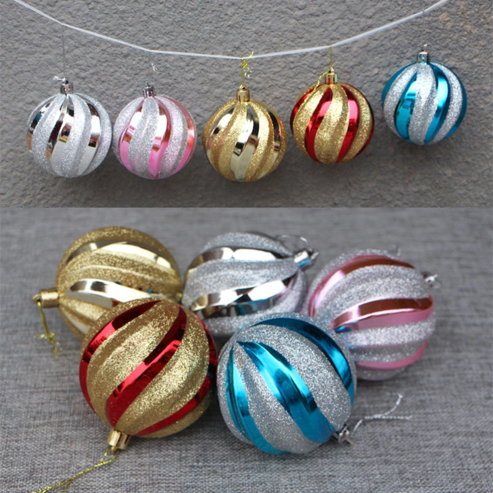 12pcs Christmas Tree Hanging Ornaments Glitter Ball Pendant Christmas Holiday Home Party Decoration (Blue)