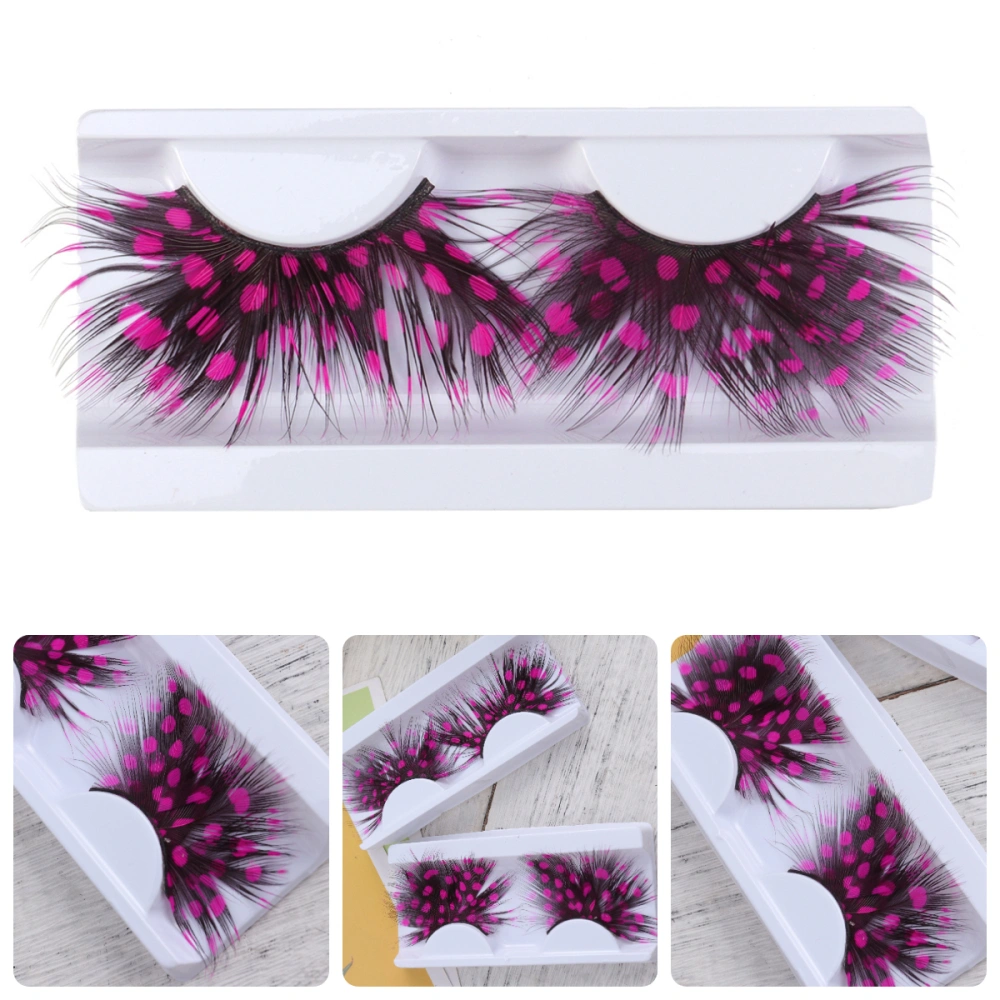 5 Pairs of Dot Fake Eyelashes Feather Art Lash Extension for Halloween Performance Carnival Black and Pink