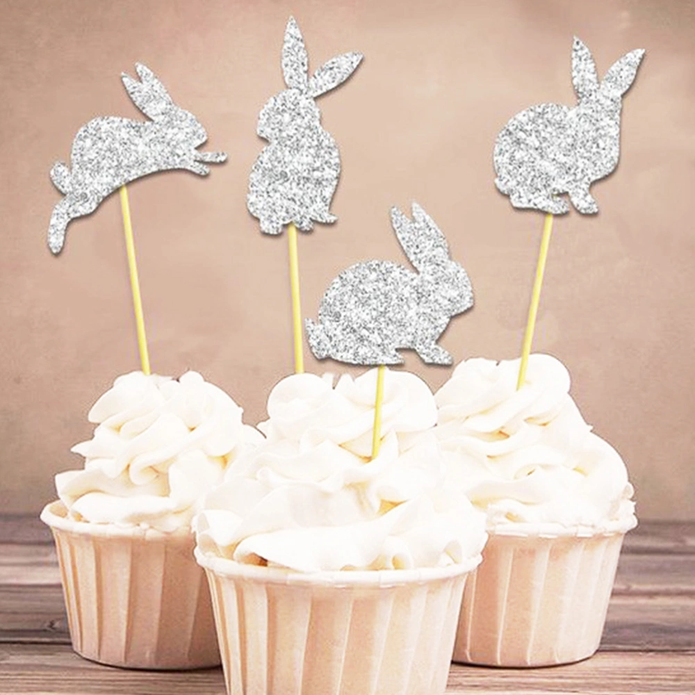 24Pcs Cupcake Toppers Rabbit Cupcake Pick Easter Cake Insert (Random Style)