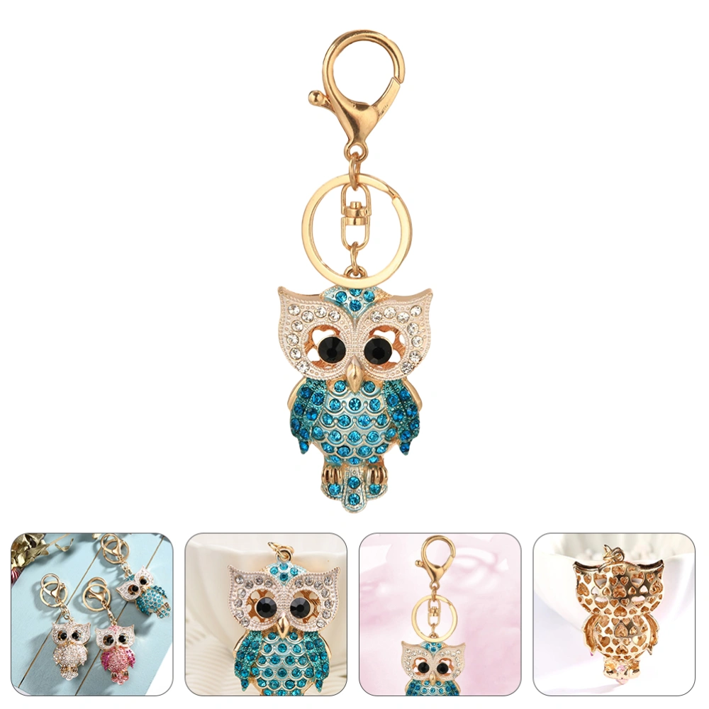 1Pc Graduation Gift Exquisite Rhinestone Owl Key Chain Practical Metal Keychain