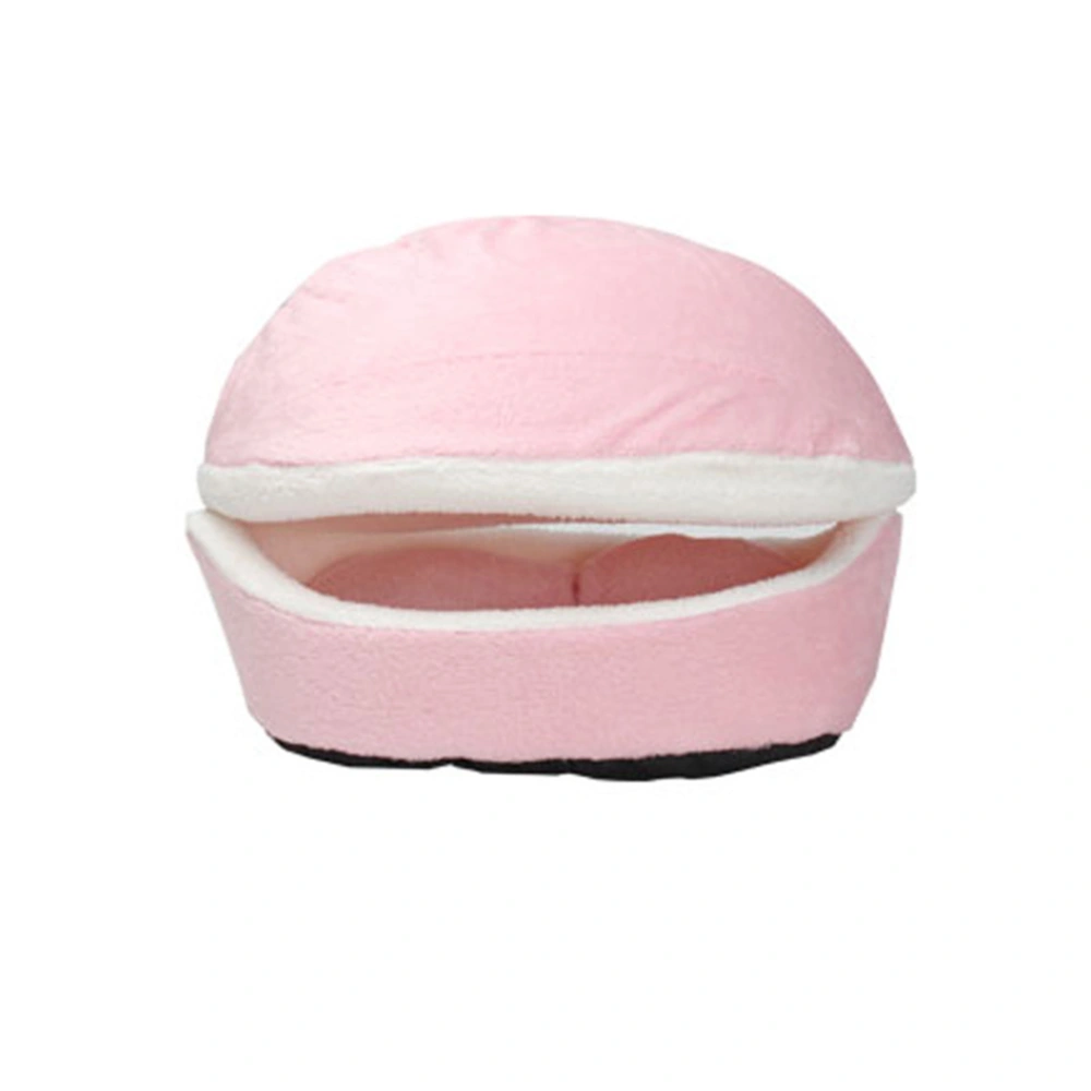 Winter Warm Pet Puppy Cat Bed House Cushion Half Covered Bed Sleeping Bag Detachable Shape Bed (Pink)