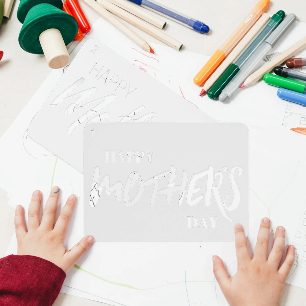 12pcs Mother's Day Wall Painting Stencils Hollow Out DIY Painting Graffiti Color Templates