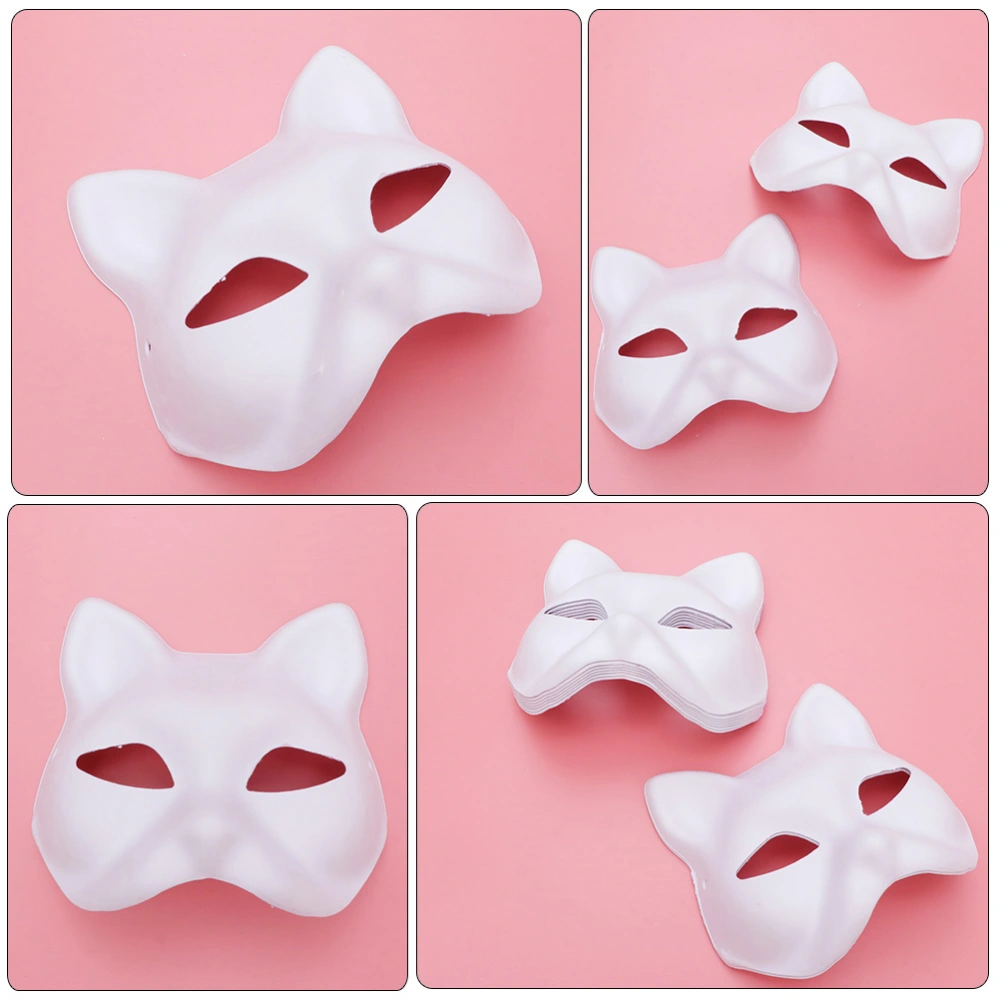 12pcs Cat Mask Halloween Mask Prop Cosplay Party Stage Performance Blank Mask