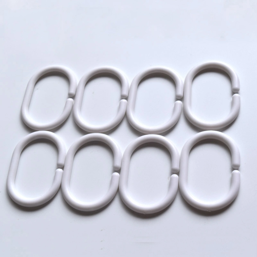 48pcs White Plastic Shower Curtain Hooks Rings C Rings Hanger Bath Drape Loop Clip Glide (White)