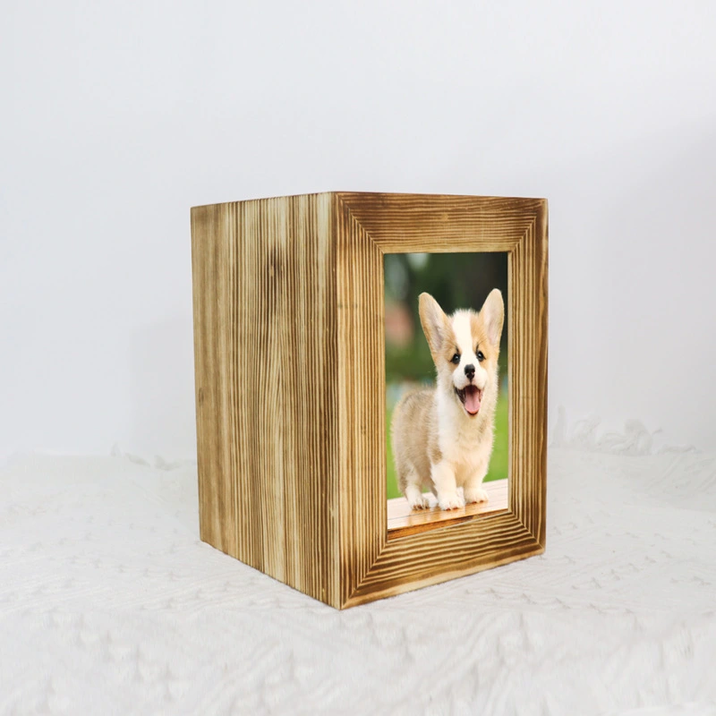 Pet Memorial Urn Dog Cat Ashes Wooden Urn Wooden Funeral Cremation Urn with Photo Frame