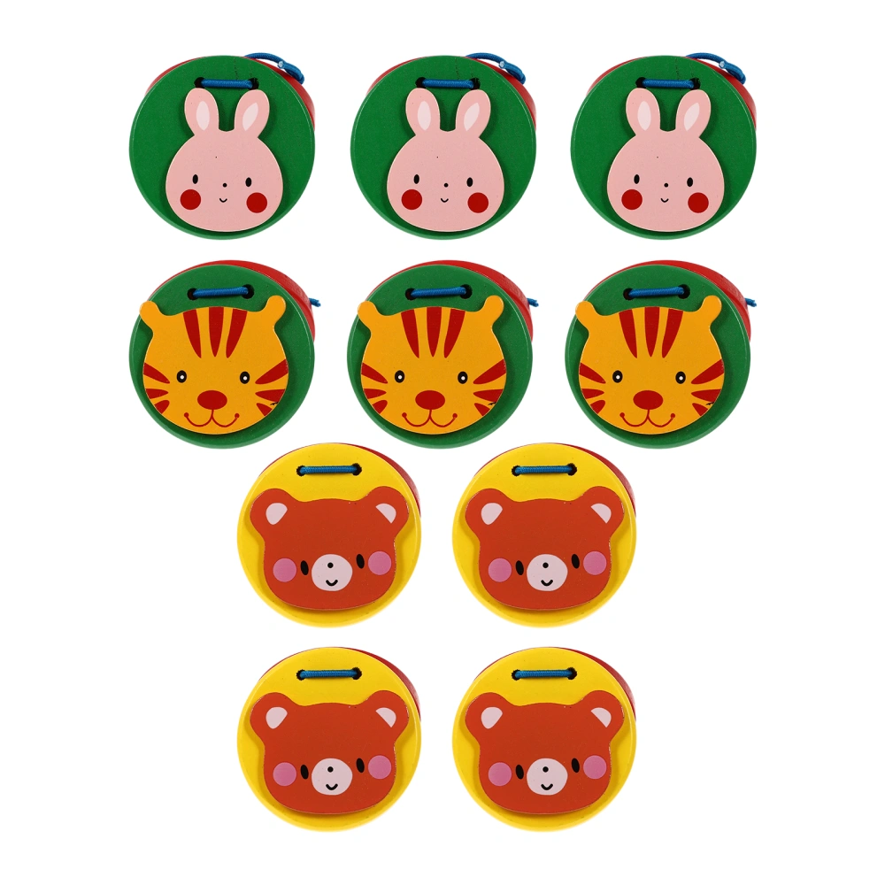 10Pcs Children's Cartoon Pattern Appearance Design Orff Instrument Castanets