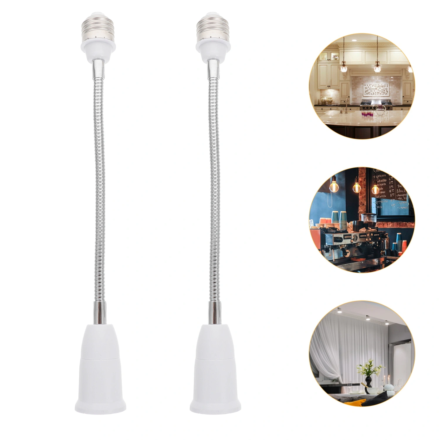 2pcs Flexible E27 to E27 Light Bulb Socket Extender Light Converters Extensions