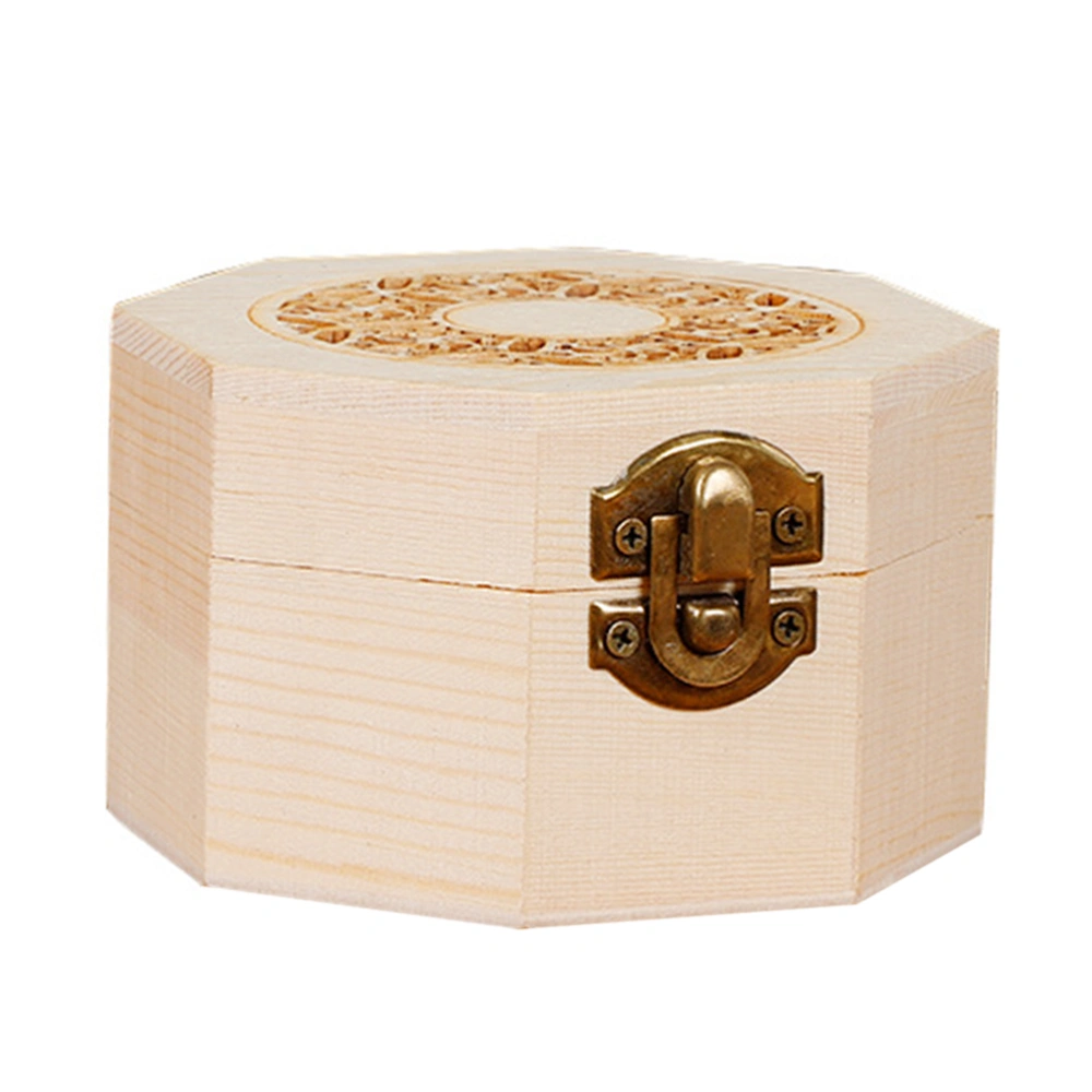 1pc Wooden Hollow Octagonal Tea Cake Storage Box Wedding Gift Box (Wood Color)