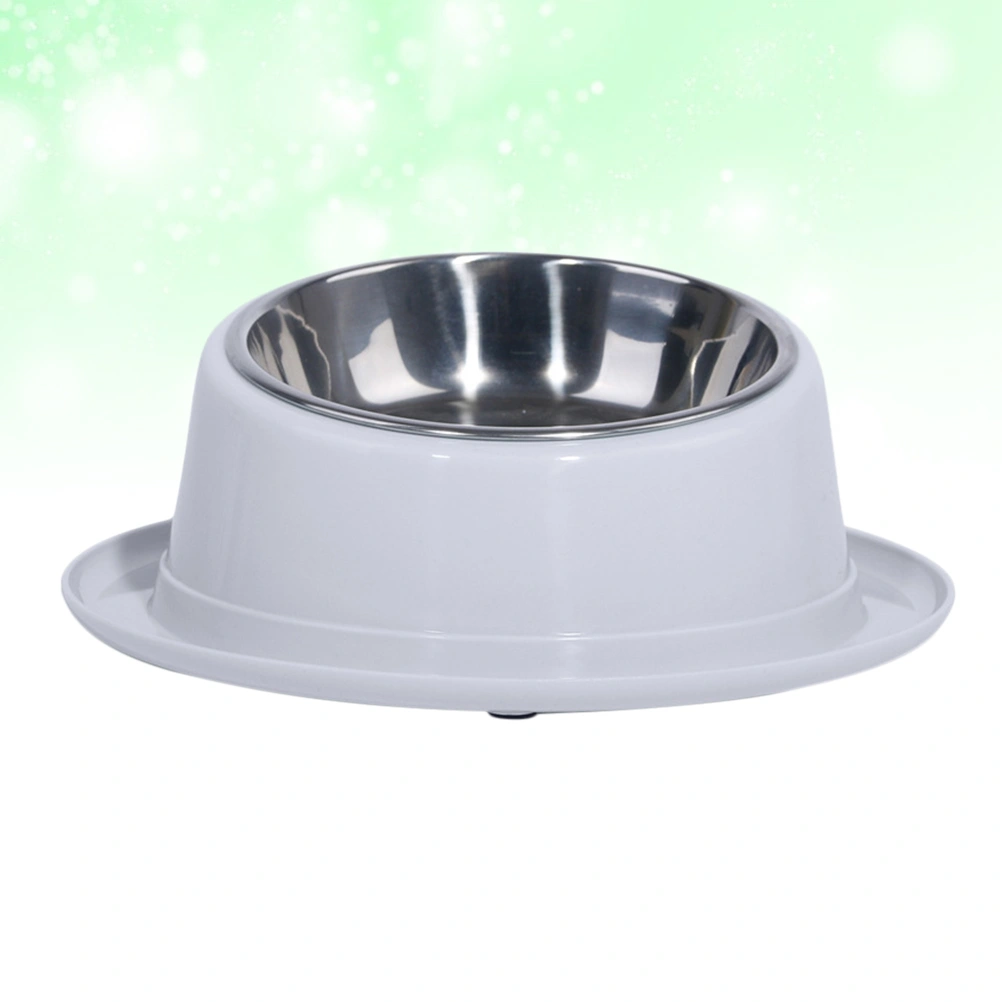Anti-slip Pet Water Feeder Food Feeding Bowl Stainless Steel Drinking Bowl for Cat Dog (Grey)