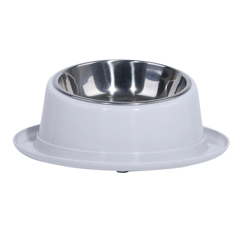 Anti-slip Pet Water Feeder Food Feeding Bowl Stainless Steel Drinking Bowl for Cat Dog (Grey)