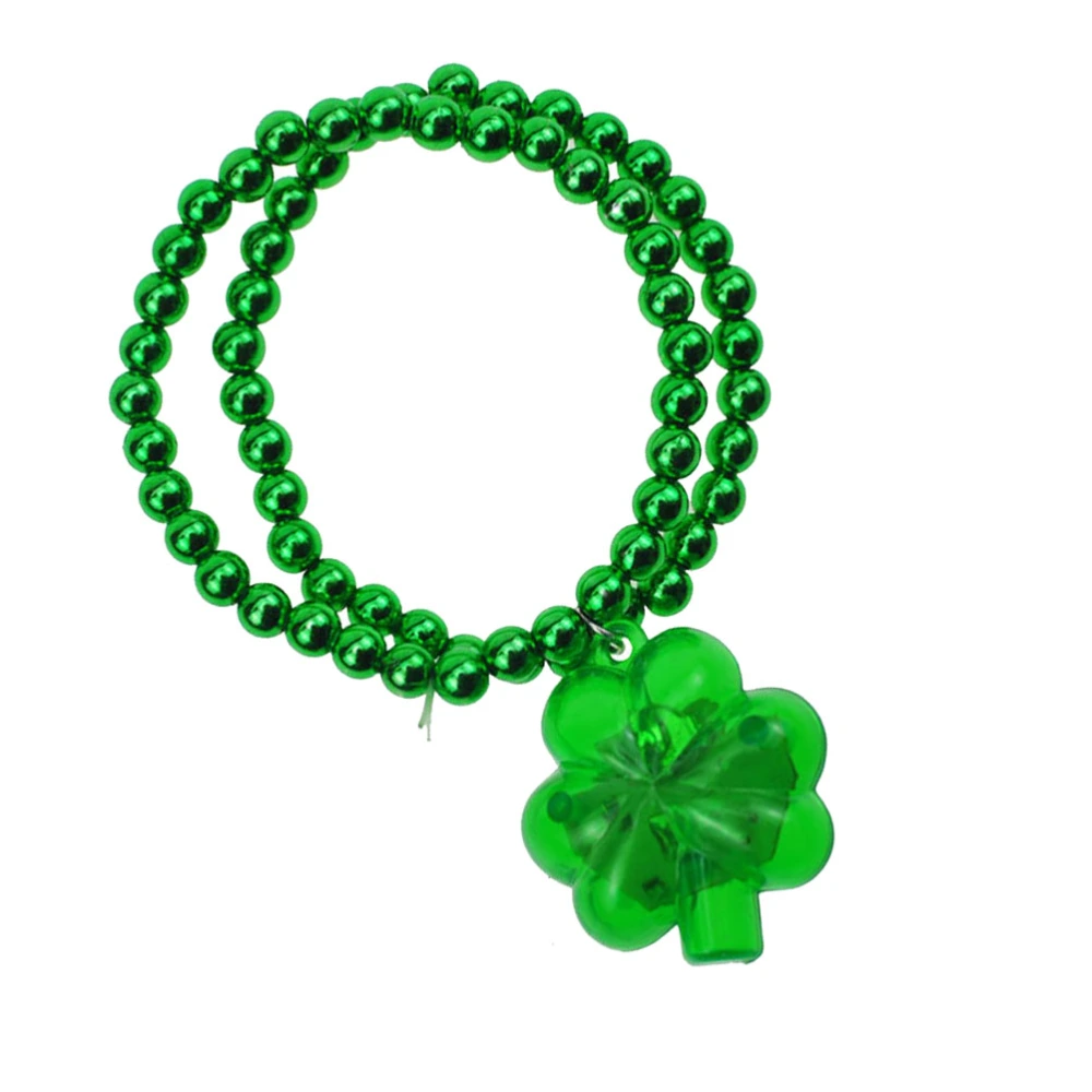 Luminous Shamrock Bracelet Glowing Clover Wristbands Bead Bracelet Jewelry Wrist Straps Dress up Accessary Decor for St. Patrick Day 