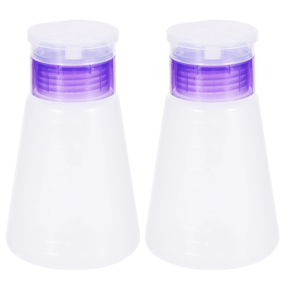 2pcs Press Bottles Empty Dispensers Refillable Pump-Bottles Makeup Container for Astringent Cleansing Lotion Acrylic Remover (Random Color)