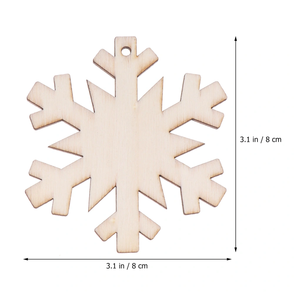 30pcs Wooden Christmas Pendants Blank DIY Painting Tag Xmas Hanging Ornament Decoration (Snowflake)