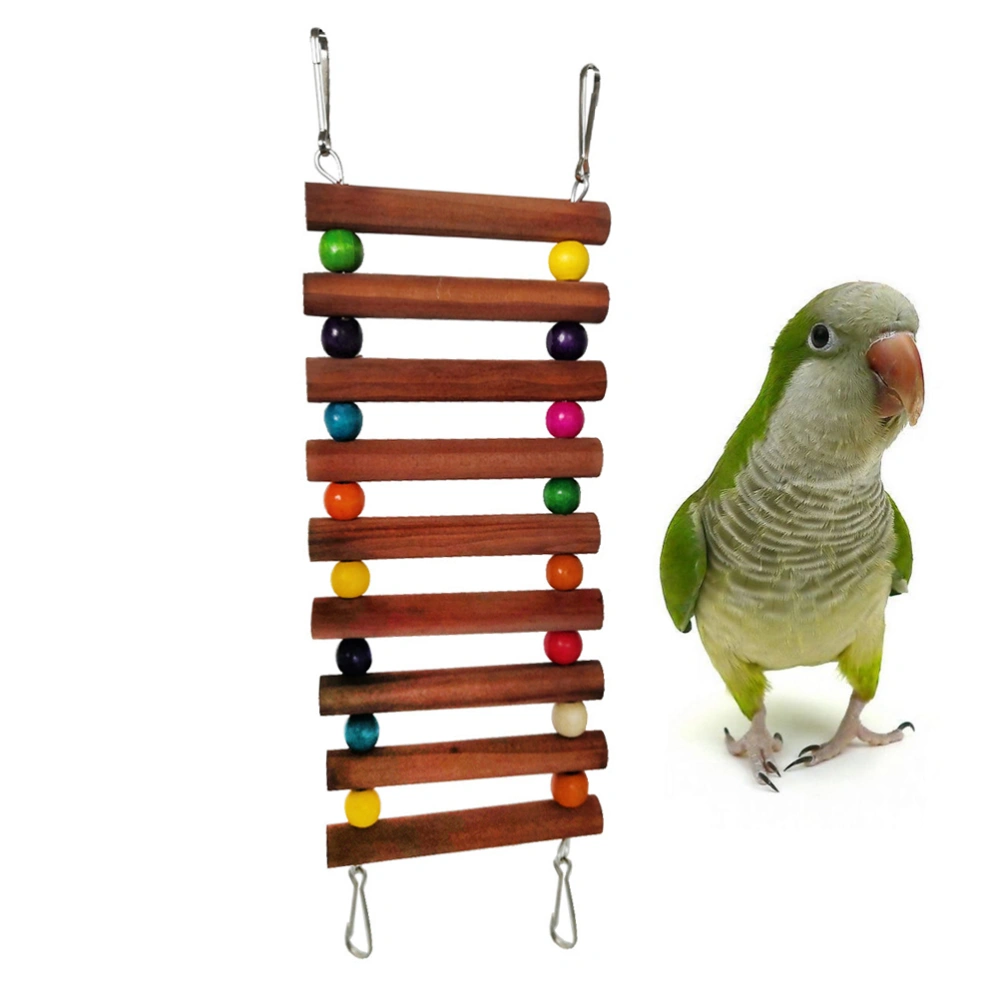 Parrot Hanging Bridge Wooden Bird Climbing Ladder Toy Funny Parrot Playing Toy Educational Ropeway Toy (Colorful Style, 40cm Length, With Hook)