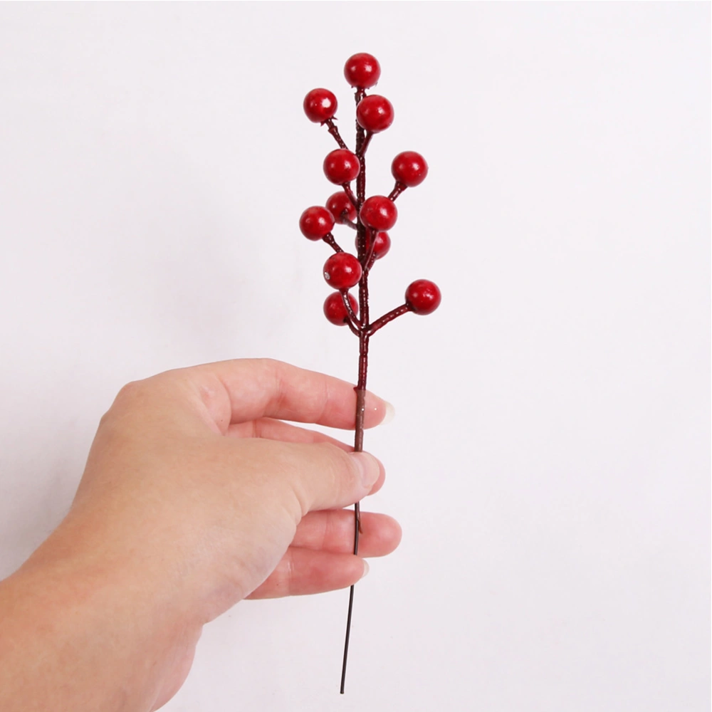 3pcs Simulation Red Bubble Berry Ornaments Christmas DIY Accessories Decor Wreaths Adornments for Home Party