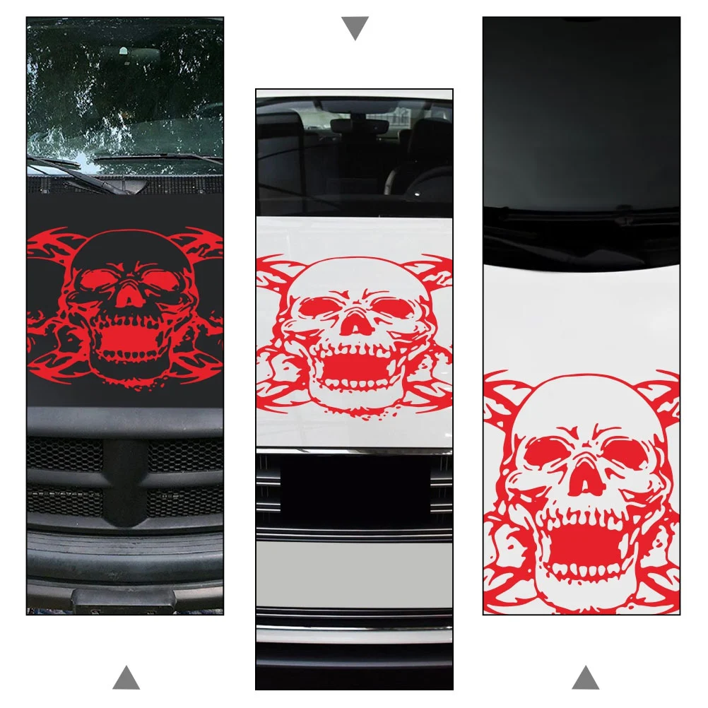 Three Skulls Hood Sticker Decor Personality Car Decals Vehicle Decor Accessories