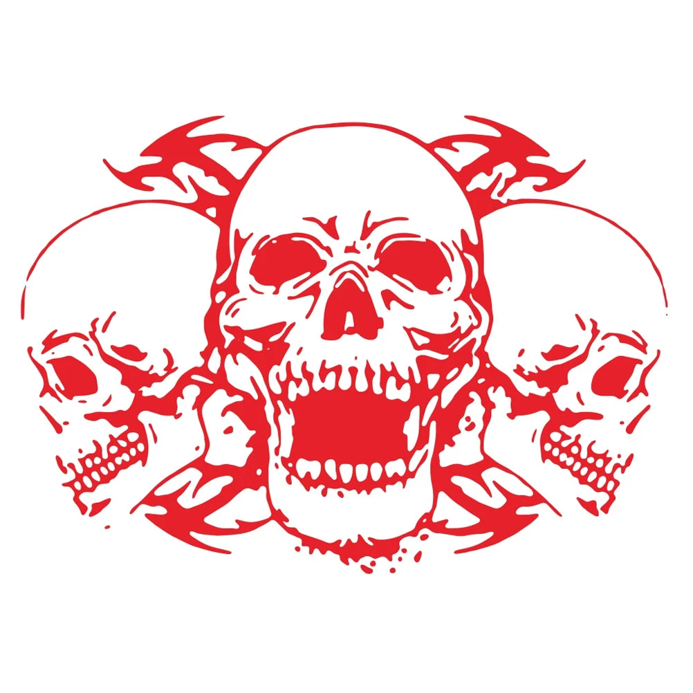 Three Skulls Hood Sticker Decor Personality Car Decals Vehicle Decor Accessories