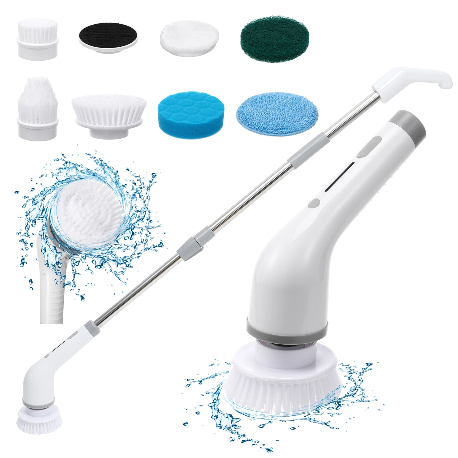 8 In 1 Electric Bathroom Brush Cordless Rechargeable Cleaning Scrubber Retractable Household Floor Cleaning Brush