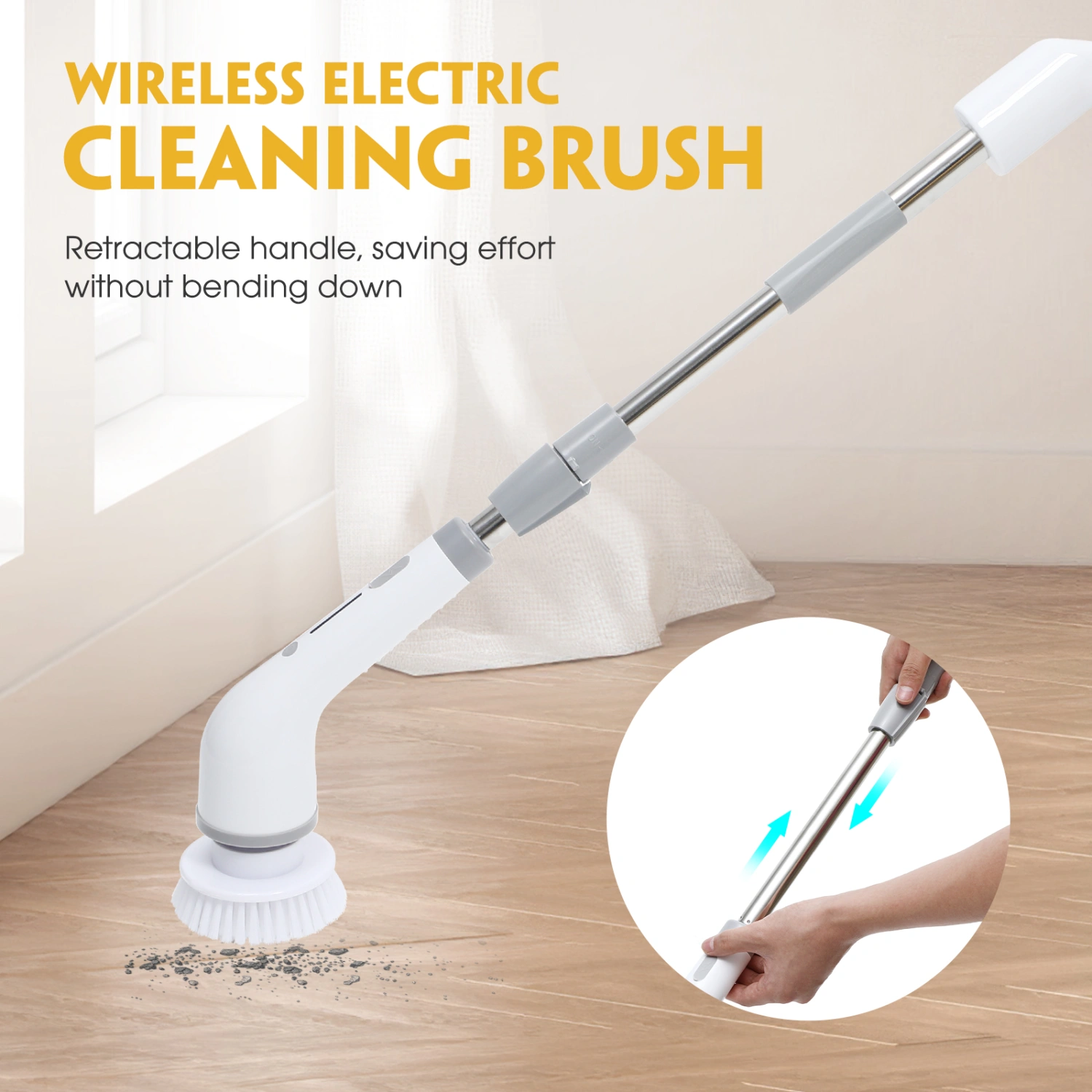 8 In 1 Electric Bathroom Brush Cordless Rechargeable Cleaning Scrubber Retractable Household Floor Cleaning Brush