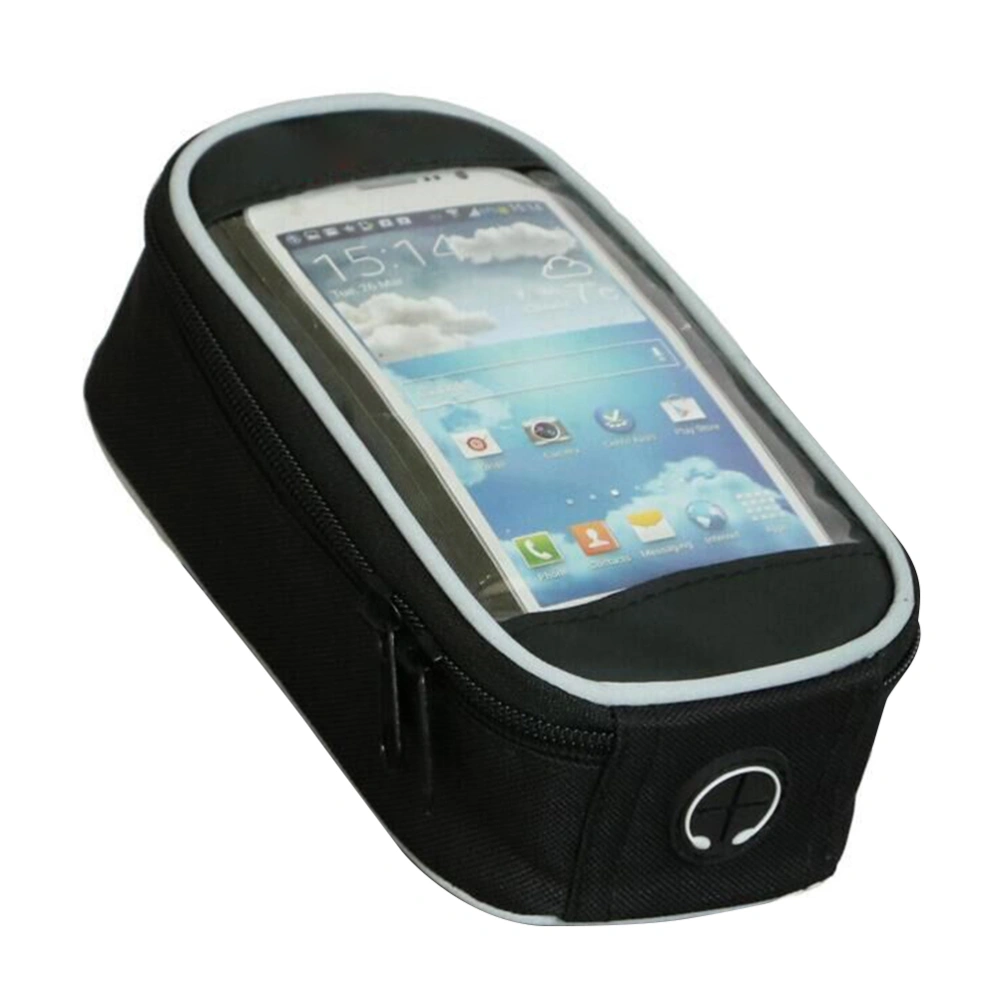 Waterproof Frame Bag Bike Tube Bag with High Sensitive Touch Screen Multi-function Smartphone Bag up to 5.5 inch (Black)