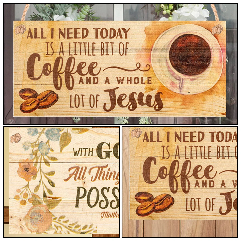 2pcs Creative Coffee House Wooden Hanging Sign Wall Tag Retro Art Home Adornment