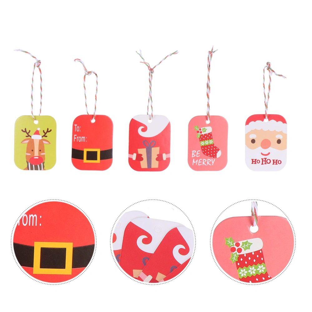 100pcs Christmas Santa Claus Paper Tag Colored Painting Tags Christmas Tags