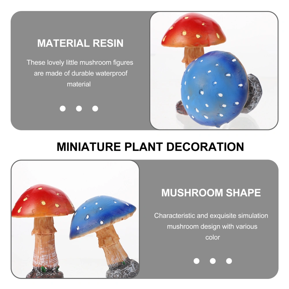 4pcs Garden Mushroom Shaped Adornment Resin Craft Decoration (Mixed Color)