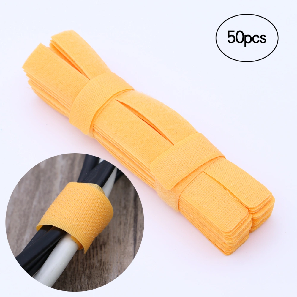 50pcs Nylon Cable Straps Cable Tie Wraps Keeper Charging Cable Wrapper For Work and Travel Earphone Wrap Winder Wire Ties Cord Organizer (Orange)