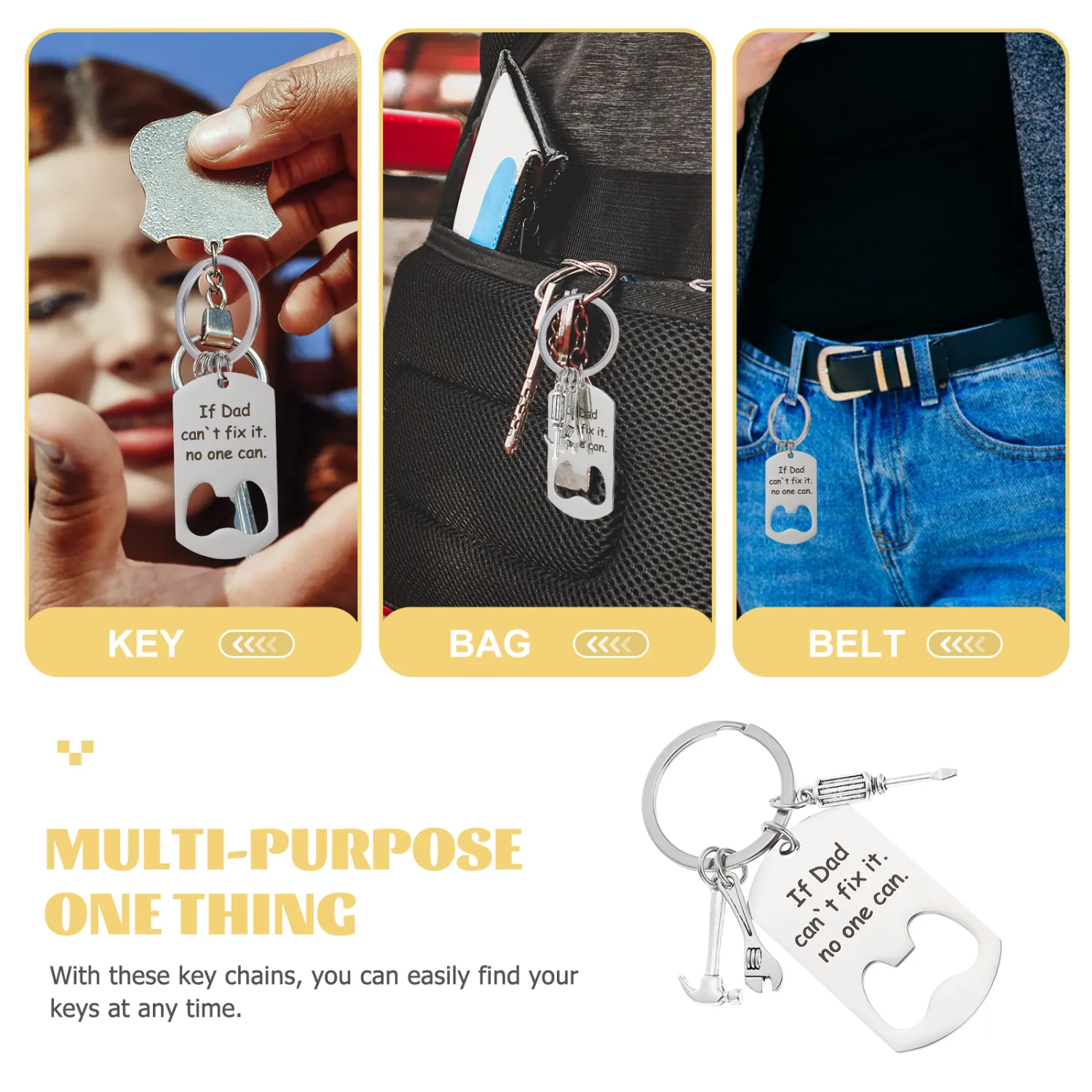 If Dad Can't Fix It Non One Can Stainless Steel Key Chain Tool Key Chain Fathers' Key Chain