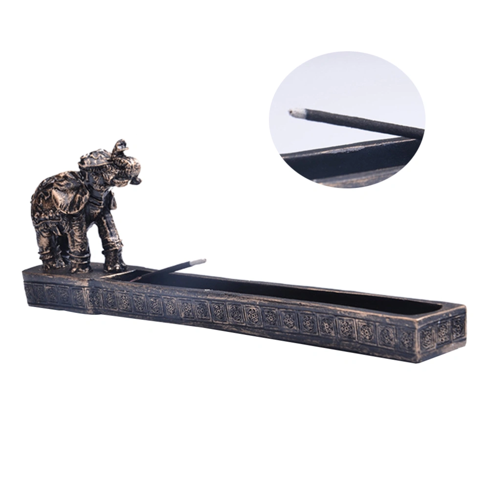 Elephant God Design Incense Board Exquisite Workmanship Incense Burner Plate Desktop Adornment (Retro Copper-25.8 x 3.2 x 9cm)